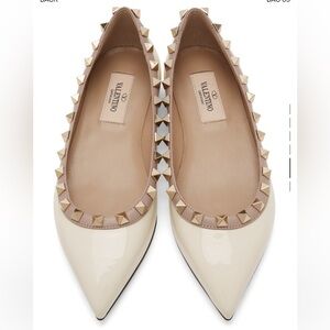 Valentino Garavani off-white patent rock stud ballerina flats
